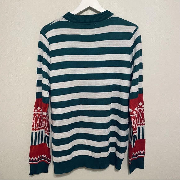 Tipsy Elves Men’s Large Stocking Sweater Green White Ugly Christmas Stripes New - Picture 6 of 8